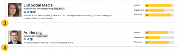 View of segmented blogs